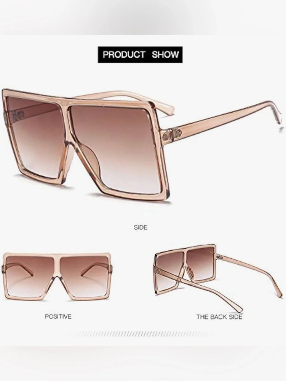 Dollger Oversized Square Shield Sunglasses Pink Gradient UV400 Unisex New